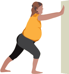 Exercise, Pregnancy Calf Stretch. Simple stretches guide for pregnant women.