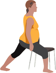 Exercise, Pregnancy Hip Flexor Stretch. Simple stretches guide for pregnant women.