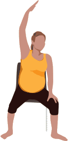 Exercise, Seated Side Stretch. Simple stretches guide for pregnant women.