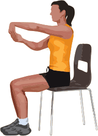 Exercise, Seated Forearm Stretch. Simple stretches guide for office desk and computer work.