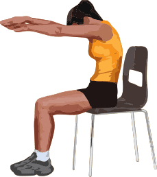 Exercise, Seated Upper Back Stretch. Australian office stretch guide for desk work.