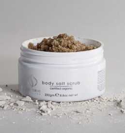 OrganicSpa Body Salt Scrub, certified organic body exfoliation treatment.